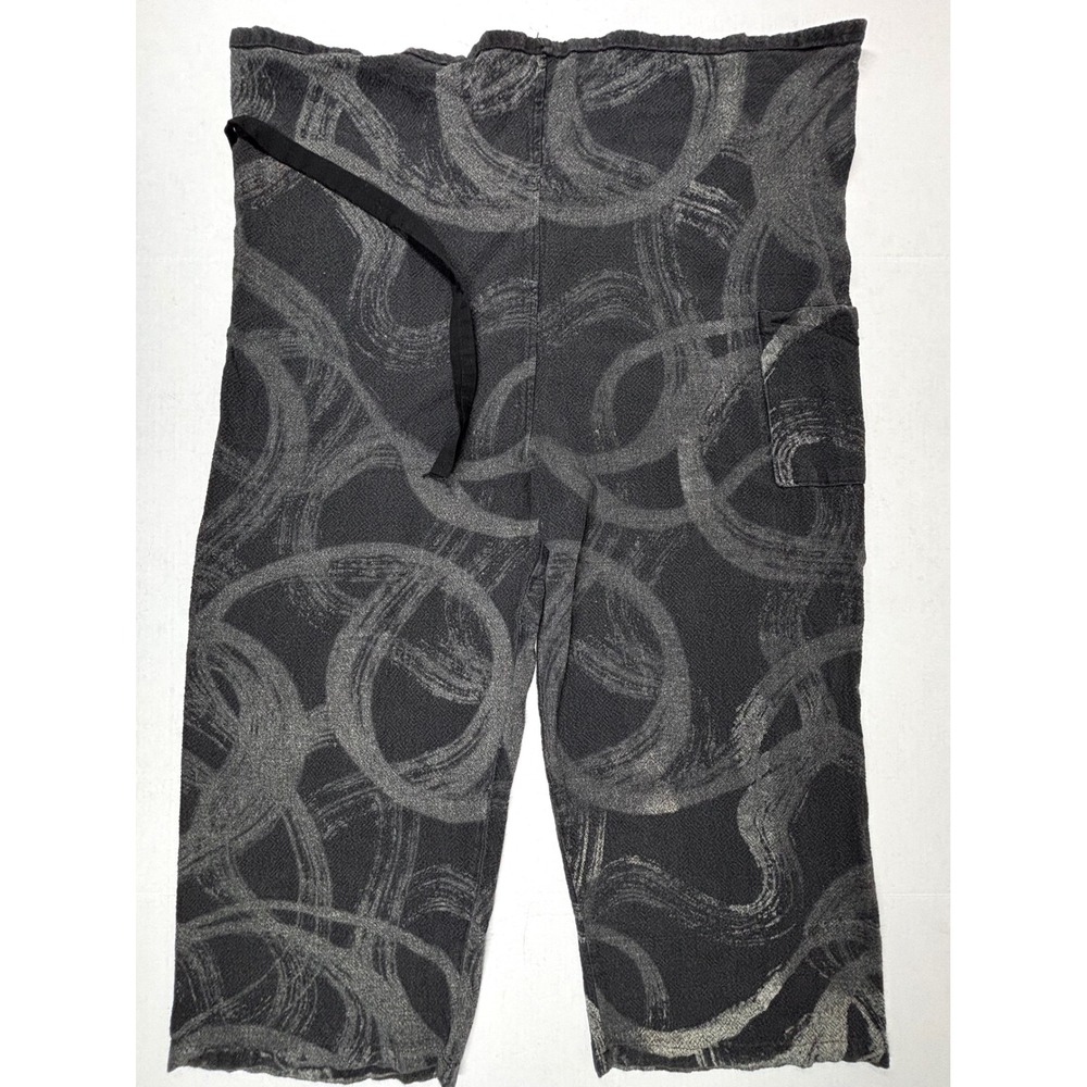 Taiwanese Cropped Pants Mens Small Abstract Print Strap Tie‎ Waist Hippie Surfer